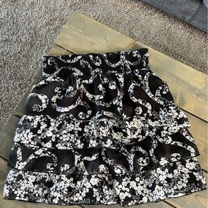 Elegant Black and White Floral Skirt